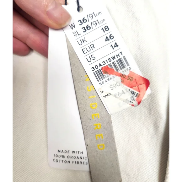 Topshop Straight Leg High Waisted Tall Jeans Size 14 Mom White Ivory - Picture 4 of 8